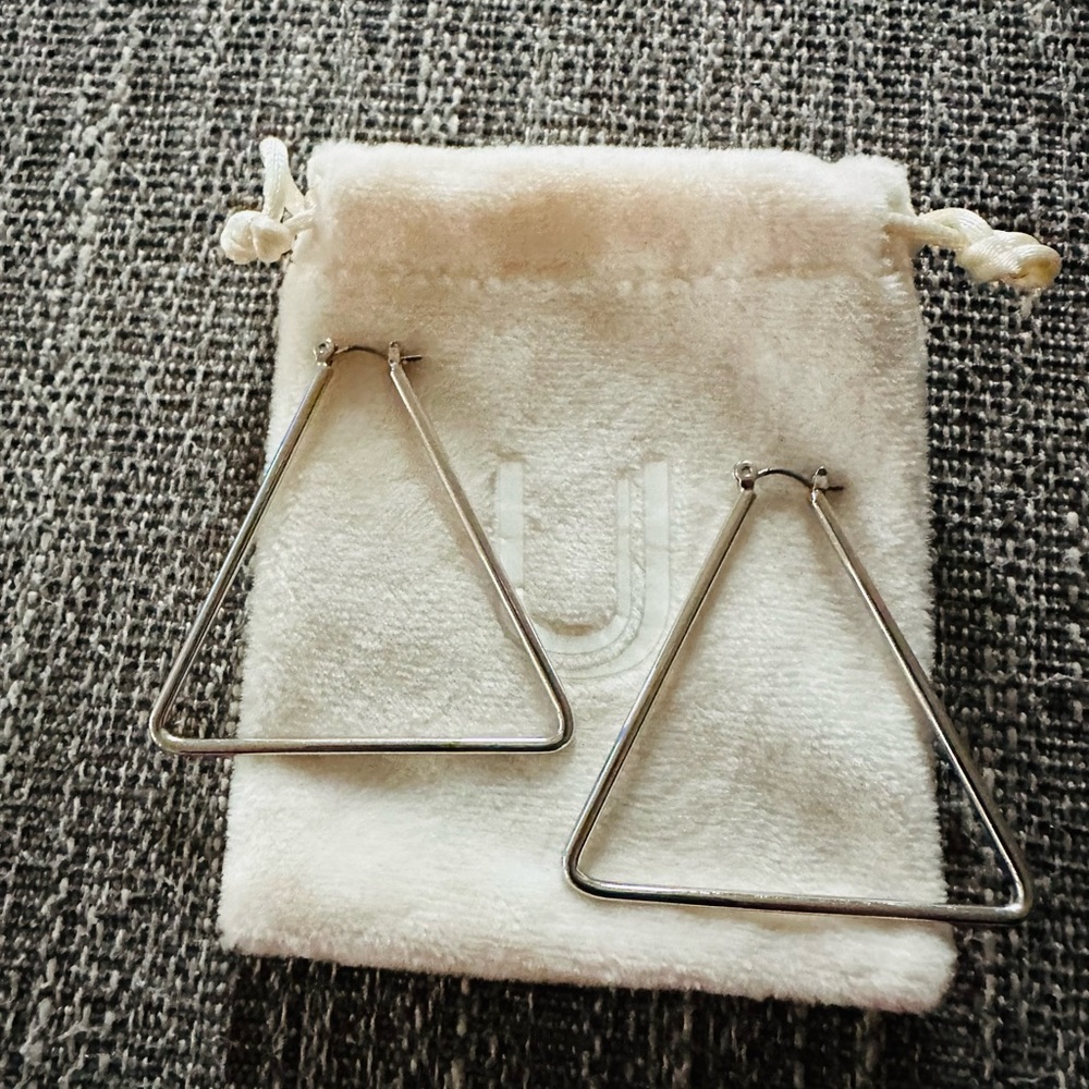 Uncommon James silver triangle earrings.